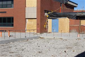 The addition will connect to the existing building here. 
